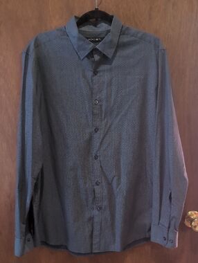Axist Men's Dark Blue Micro-Pattern Long Sleeve Shirt